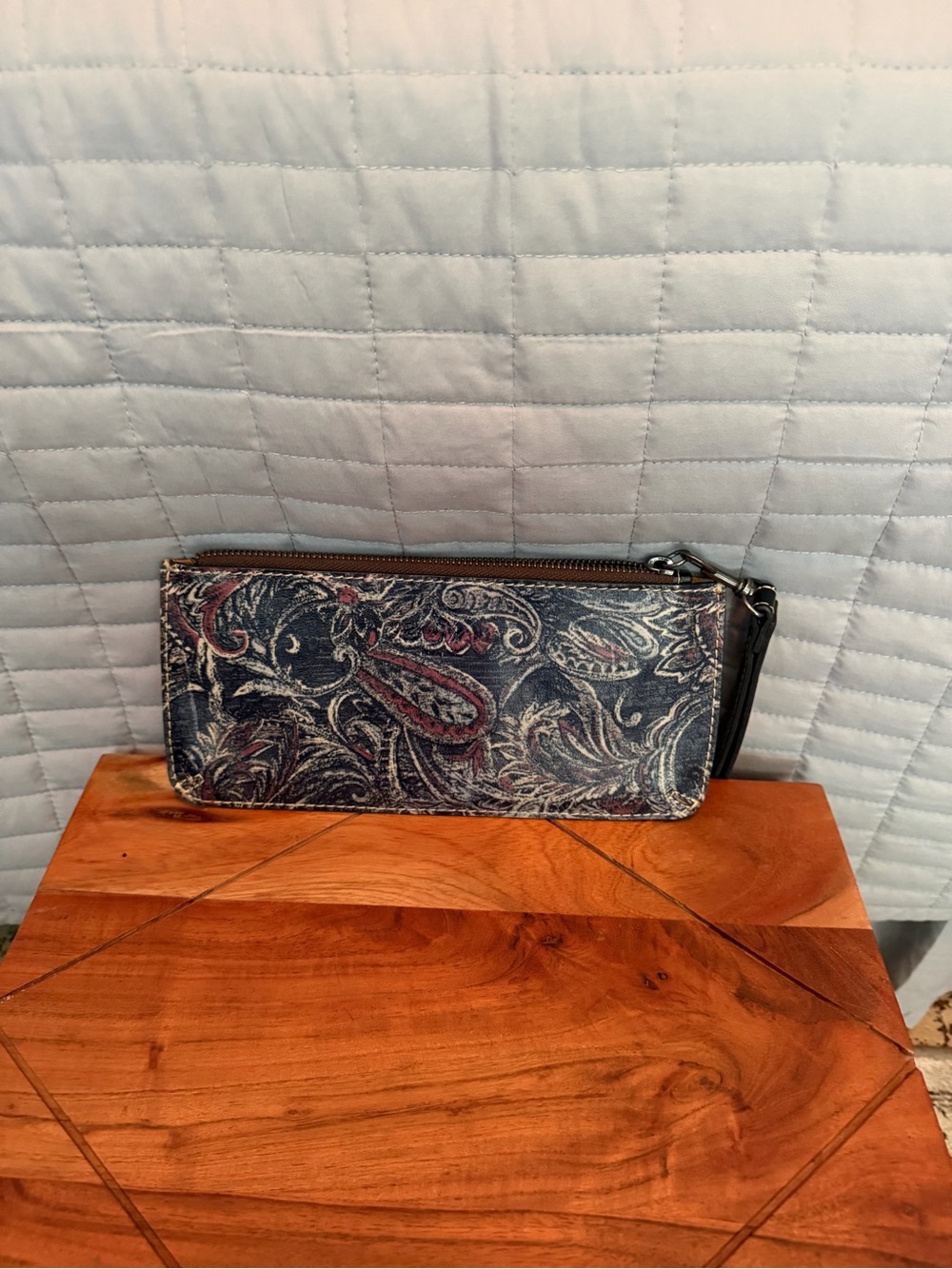 Patricia Nash Paisley Zip Wallet Clutch in Navy and Red